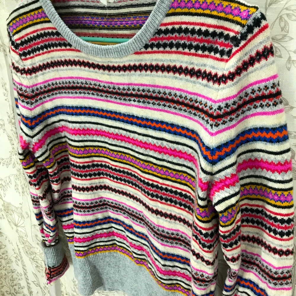 GAP rainbow stripe wool blend crew sweater